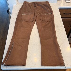 Men's Brown Zip-Detail Casual Pants